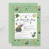 Invitation Pot de Jour de la Saint Patrick d'or déjeuner (Devant / Derrière)