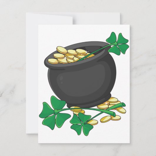 Invitation Pot de jour de la Saint-Patrick et trèfles chanceu (Devant)