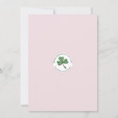 Invitation Pot de Jour de la Saint Patrick rose et vert d'or (Dos)