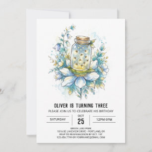 Invitation Pot de lucioles lumineuses pour anniversaire