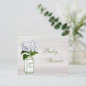 Invitation Pot de maçon chic et baby shower blanc d'hortensia (Debout devant)