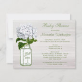 Invitation Pot de maçon chic et baby shower blanc d'hortensia (Dos)