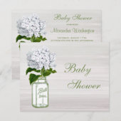 Invitation Pot de maçon chic et baby shower blanc d'hortensia (Devant / Derrière)