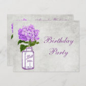 Invitation Pot de maçon chic et fête d'anniversaire pourpre (Devant / Derrière)