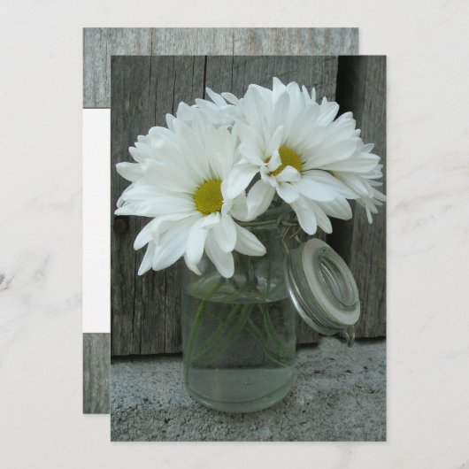 Invitation Pot de maçon de marguerites d'invitation de (Devant / Derrière)