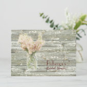 Invitation pot de maçon en bois de grange épousant la douche (Debout devant)