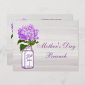 Invitation Pot de maçon et brunch pourpre du jour de mère (Devant / Derrière)