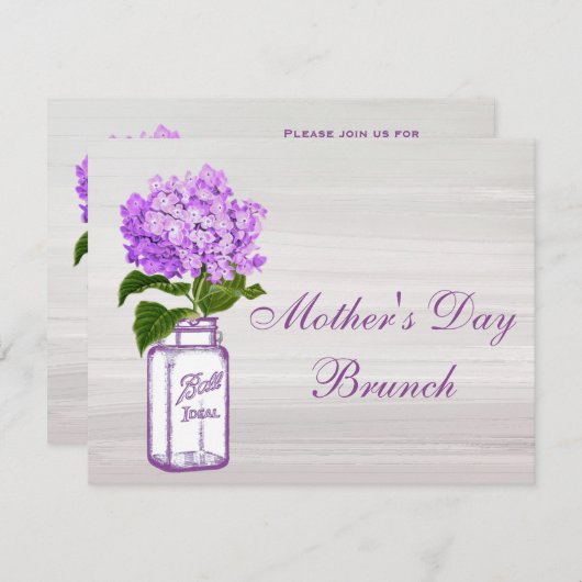Invitation Pot de maçon et brunch pourpre du jour de mère (Devant / Derrière)
