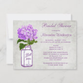 Invitation Pot de maçon et Fête de la mariée pourpre de gris (Dos)