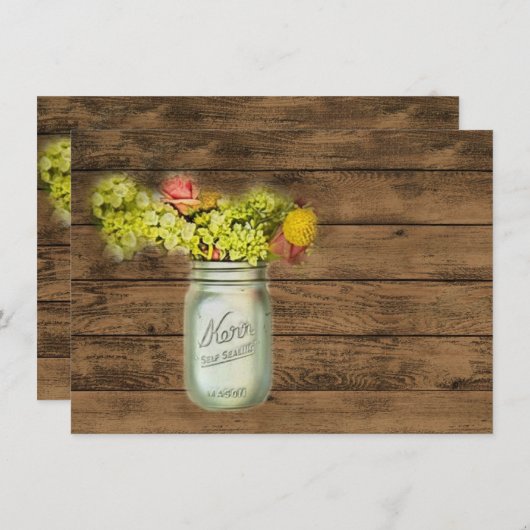 Invitation pot de maçon occidental de fleur sauvage de style (Devant / Derrière)