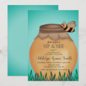 Invitation Pot de miel et Sip d'abeille Voir Baby shower (Devant / Derrière)