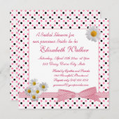 Invitation Pot de polka noir blanc, Fête de l'mariée de margu (Devant / Derrière)