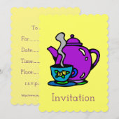 Invitation Pot de thé mignonne et coupe (Devant / Derrière)