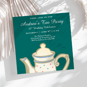 Invitation Pot De Thé Simple Et Élégant   Tea Party d'anniver