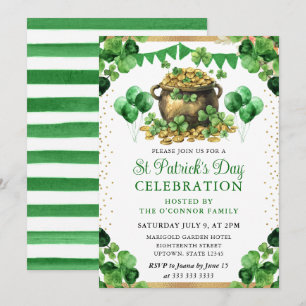 Invitation Pot d'or à l'aquarelle Saint-Patrick