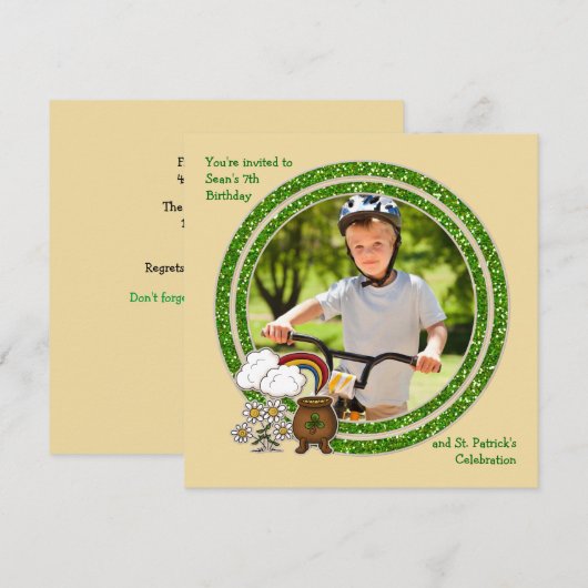 Invitation Pot d'or - anniversaire Inv du jour de St Patrick (Devant / Derrière)