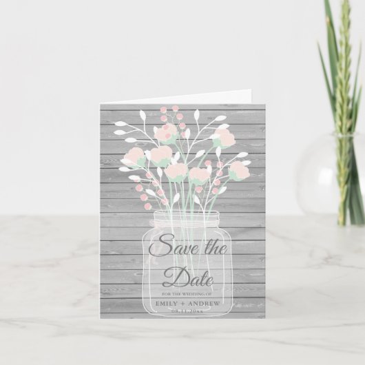 Invitation Pot en bois gris rustique enregistrer la photo dat (Devant)