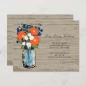 Invitation Pot en bois Mason bleu et orange | Réception (Devant / Derrière)