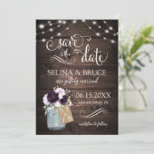 Invitation Pot en bois rustique avec fleurs de lavande pour f (Debout devant)