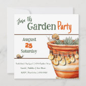 Invitation Pot en terre cuite avec un mignon escargot dans le (Devant)