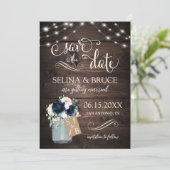 Invitation Pot en verre de style rustique avec fleurs de mari (Debout devant)