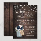 Invitation Pot en verre de style rustique avec fleurs de mari (Devant / Derrière)