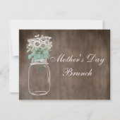 Invitation Pot et fleurs de maçon rustiques de brunch du jour (Devant)