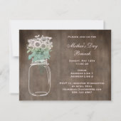 Invitation Pot et fleurs de maçon rustiques de brunch du jour (Dos)