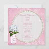 Invitation Pot et hortensia chics minables roses Quinceanera (Dos)