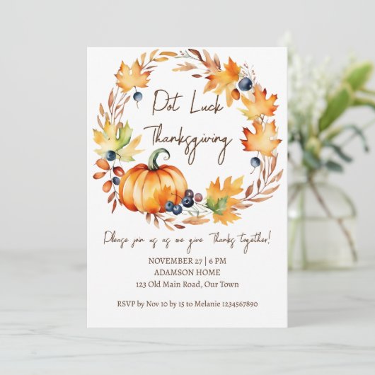 Invitation Pot Luck Thanksgiving dîner modèle (Debout devant)