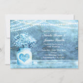 Invitation Pot Mason à coeur bleu & Baby's Breath (Devant)