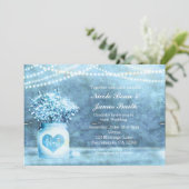 Invitation Pot Mason Cœur Bleu & Baby's Breath (Debout devant)