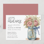 Invitation Pot Mason | Dîner de répétition rose (Devant / Derrière)