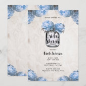 Invitation Pot Mason Fleur de Pivoine Bleu Clair Mariage Rust (Devant / Derrière)