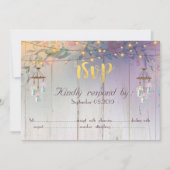 Invitation Pot Mason, Fleurs, Réponse RSVP en bois (Devant)
