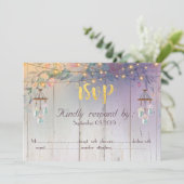 Invitation Pot Mason, Fleurs, Réponse RSVP en bois (Debout devant)