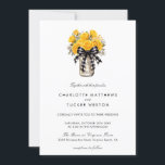 Invitation Pot Mason | Floral Country Rustic Mariage<br><div class="desc">Pot Mason | Floral Country Rustic Faire-part de mariage - Un pot de maçon de campagne est rempli de fleurs jaunes et de verdure et est attaché avec un arc en plis de buffle noir et blanc. L'invitation parfaite à votre mariage rustique chic.</div>