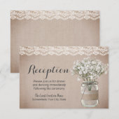 Invitation Pot Mason Floral Rustique Mariage Champêtre Toile  (Devant / Derrière)