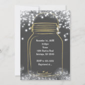 Invitation Pot Mason Jar à coeur doré et lumières scintillant (Dos)