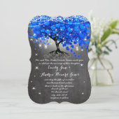 Invitation Pot Mason Jar Arbre Feuille Cœur Bleu Royal Tablea (Debout devant)