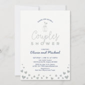 Invitation Pot Mason, Mariage Couple Argent & Navy Shower (Devant)