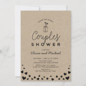 Invitation Pot Mason, Mariage Couple Chic Kraft Noir Fête de  (Devant)