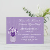 Invitation Pot Mason Violet et Blanc Floral Réception Seuleme (Debout devant)