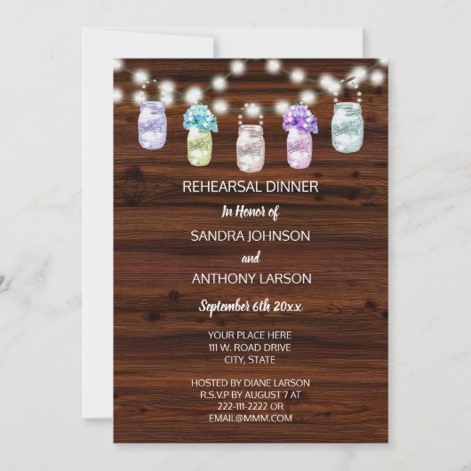 Invitation Pot Masonique Rustique Avec Mariage De Répétition (Devant)