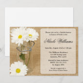 Invitation Pot Masonné Toile de Jute Fleurs de Marguerites Bl (Devant / Derrière)