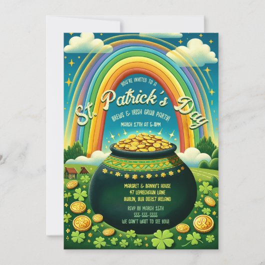 Invitation Pot of Gold et Rainbow St. Patrick's Day Celebrat (Devant)