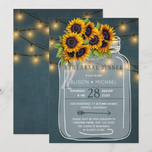 Invitation Pot rustique en mason avec dîner de répétition de 