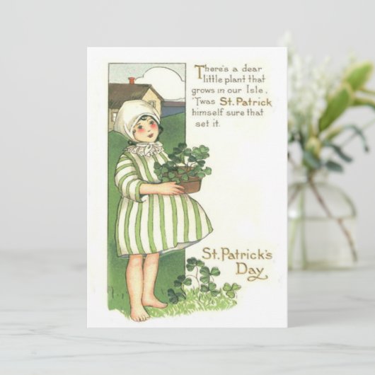 Invitation Pot Shamrock fille mignonne (Debout devant)