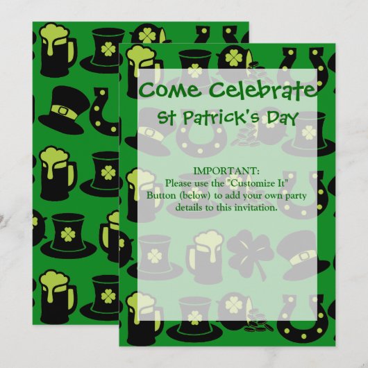 Invitation Pot Shamrock Jour de la Saint Patrick de la bière  (Devant / Derrière)