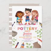 Invitation Poterie Artisanat Argile Pots Art Amusants Anniver (Devant / Derrière)
